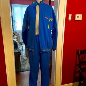 Vintage Adidas Blue Tracksuit with Yellow Accents